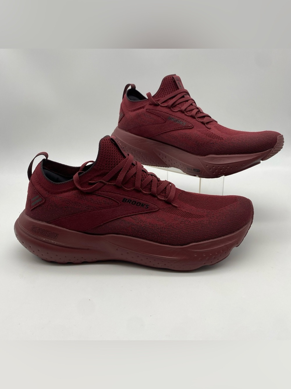 Brooks Glycerin 21 StealthFit Mens 11.5 Running Shoes Burgandy Red Sneakers